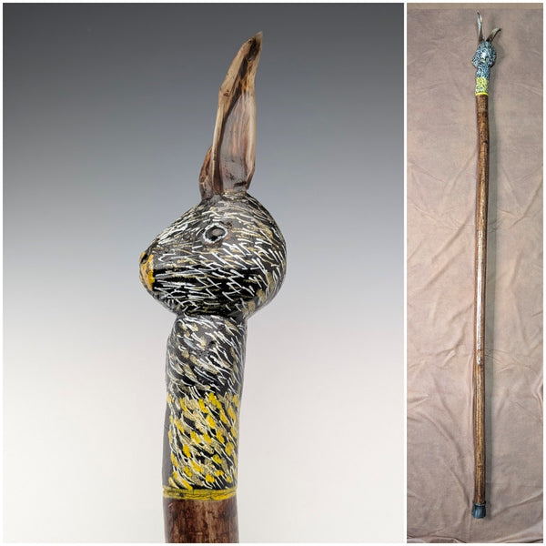 Vintage Brown Shaft Rabbit Head Handle Walking Stick 110cm